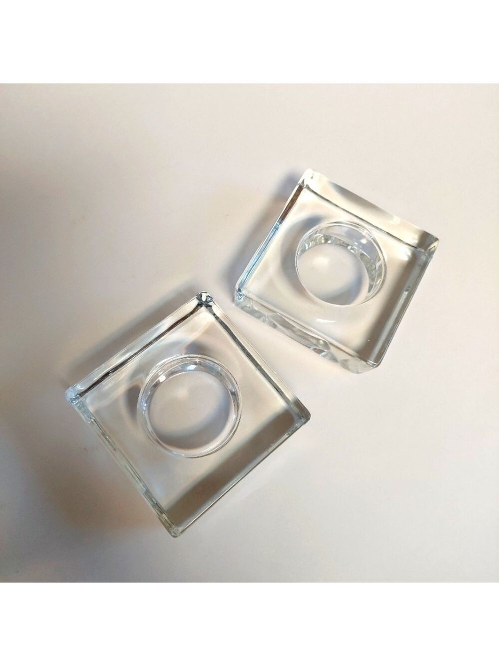 2-piece Heavy Square Clear Glass Votive Holders